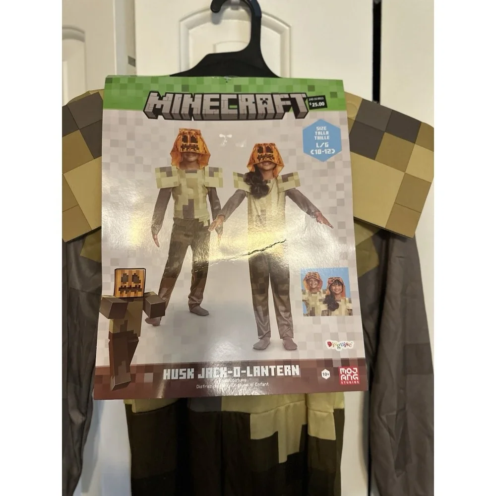 Husk Jack O'Lantern Hooded Jumpsuit Classic Child Costume Minecraft  L 10-12 NWT